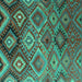 Square Machine Washable Southwestern Turquoise Country Area Rugs, wshcon841turq