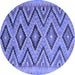 Round Southwestern Blue Country Rug, con842blu