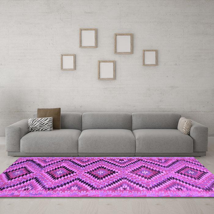 Machine Washable Southwestern Purple Country Area Rugs in a Living Room, wshcon842pur