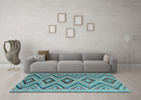 Machine Washable Southwestern Light Blue Country Rug, wshcon842lblu