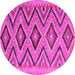 Round Machine Washable Southwestern Pink Country Rug, wshcon842pnk