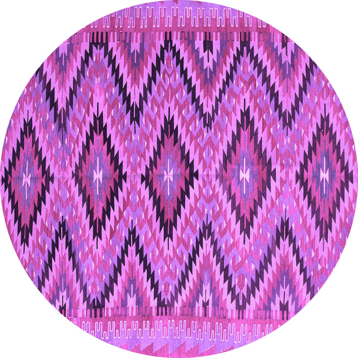 Round Machine Washable Southwestern Purple Country Area Rugs, wshcon842pur