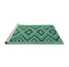 Sideview of Machine Washable Southwestern Turquoise Country Area Rugs, wshcon842turq