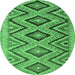 Round Southwestern Emerald Green Country Rug, con842emgrn