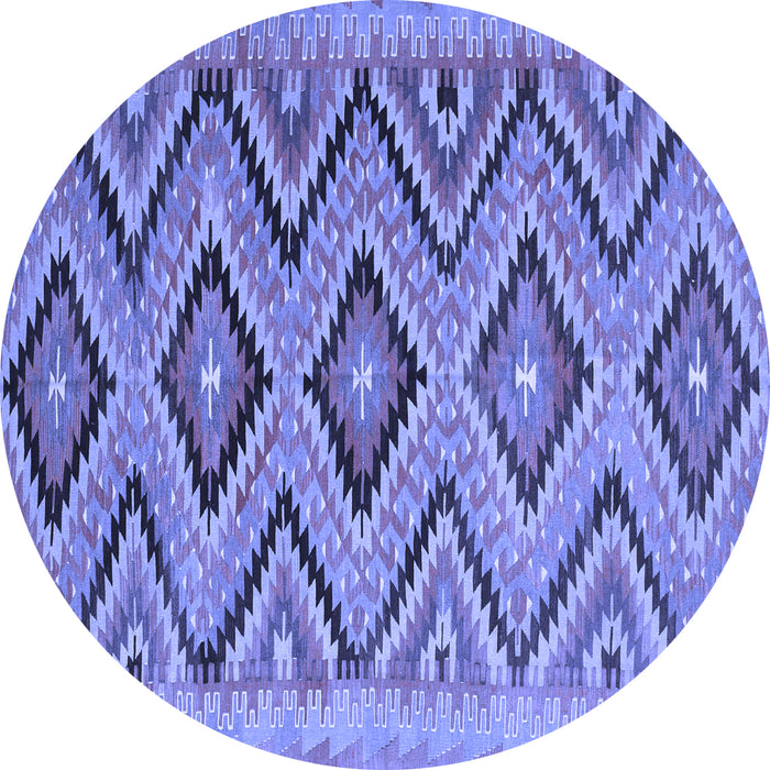 Round Machine Washable Southwestern Blue Country Rug, wshcon842blu