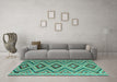 Machine Washable Southwestern Turquoise Country Area Rugs in a Living Room,, wshcon842turq