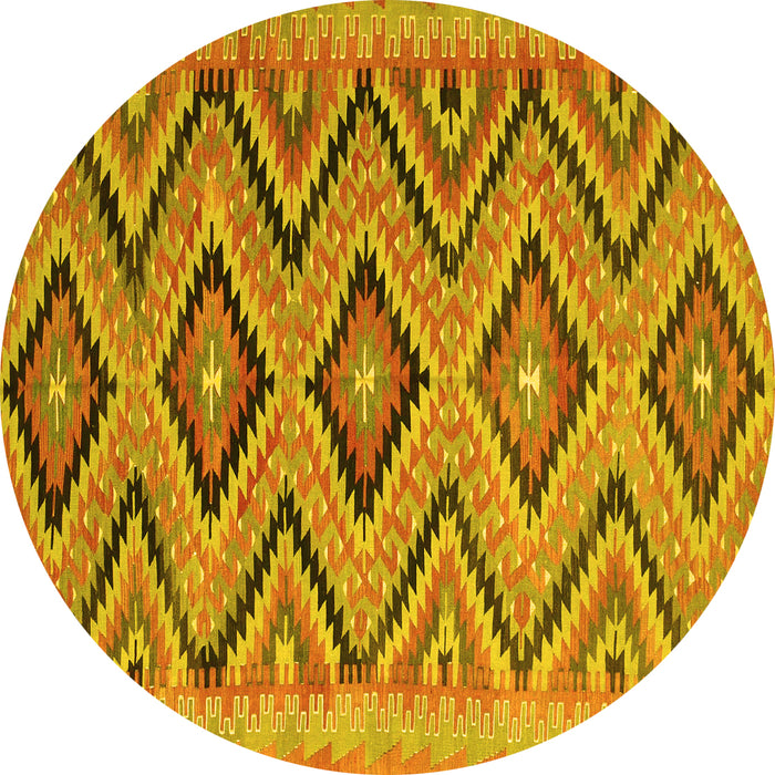 Round Southwestern Yellow Country Rug, con842yw