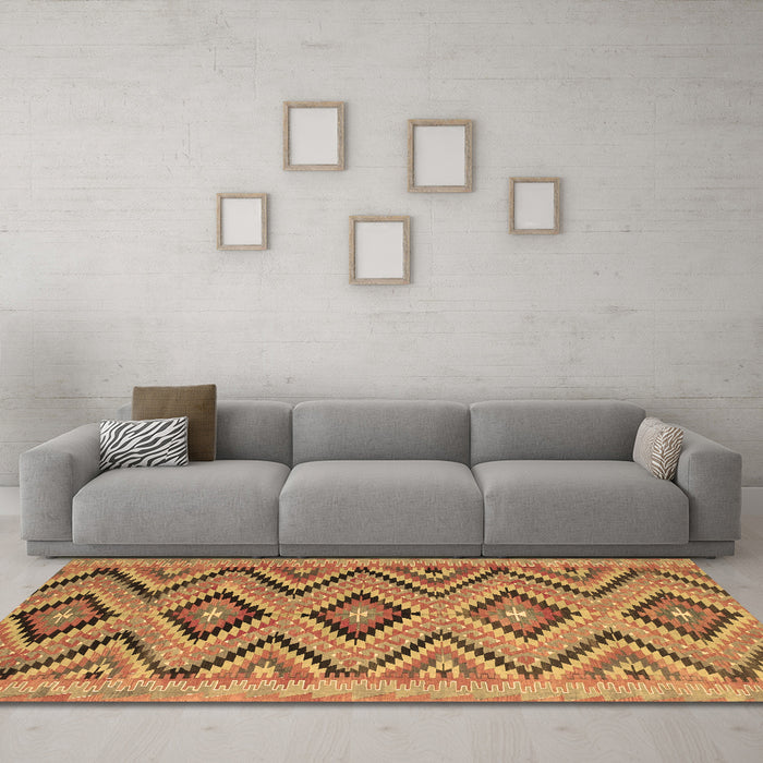 Machine Washable Southwestern Brown Country Rug in a Living Room,, wshcon842brn