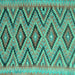 Square Machine Washable Southwestern Turquoise Country Area Rugs, wshcon842turq