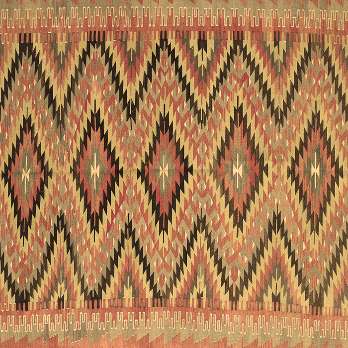 Square Machine Washable Southwestern Brown Country Rug, wshcon842brn
