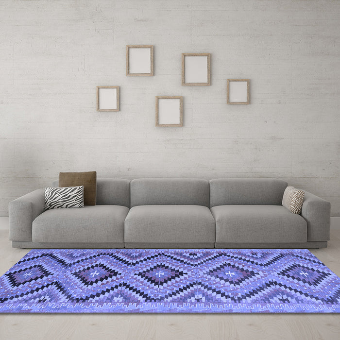 Machine Washable Southwestern Blue Country Rug in a Living Room, wshcon842blu