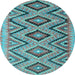 Round Southwestern Light Blue Country Rug, con842lblu