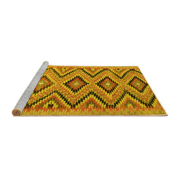 Sideview of Machine Washable Southwestern Yellow Country Rug, wshcon842yw