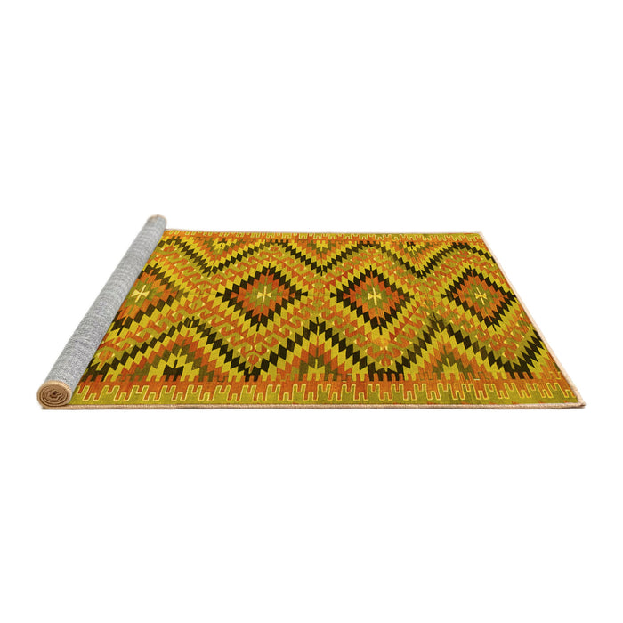 Sideview of Machine Washable Southwestern Yellow Country Rug, wshcon842yw