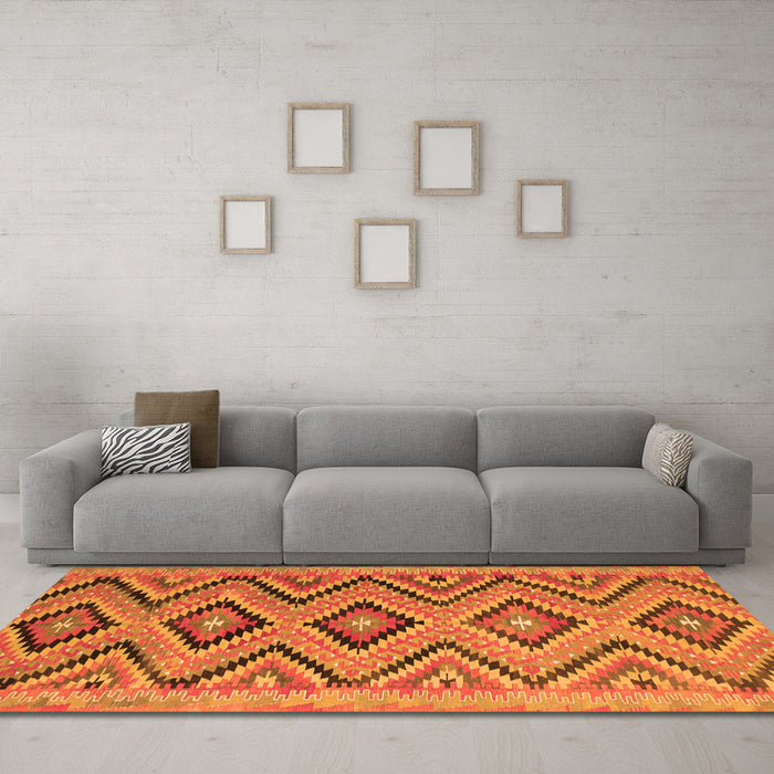 Machine Washable Southwestern Orange Country Area Rugs in a Living Room, wshcon842org