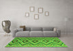 Machine Washable Southwestern Green Country Area Rugs in a Living Room,, wshcon842grn