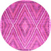 Round Southwestern Pink Country Rug, con843pnk