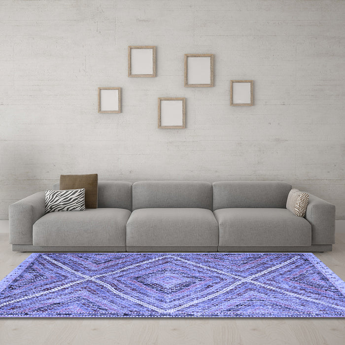 Machine Washable Southwestern Blue Country Rug in a Living Room, wshcon843blu