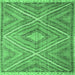 Square Southwestern Emerald Green Country Rug, con843emgrn