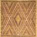 Square Machine Washable Southwestern Brown Country Rug, wshcon843brn