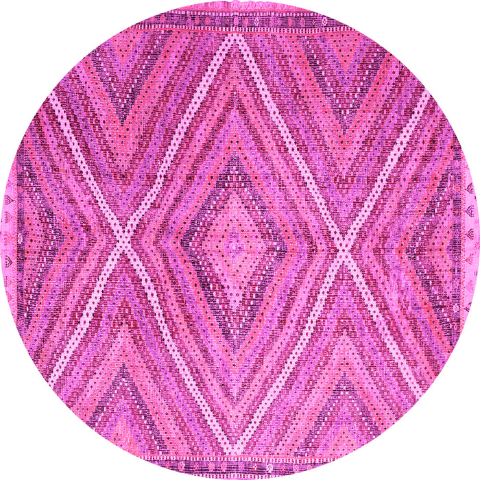 Round Machine Washable Southwestern Pink Country Rug, wshcon843pnk