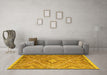 Machine Washable Southwestern Yellow Country Rug in a Living Room, wshcon843yw