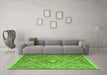 Machine Washable Southwestern Green Country Area Rugs in a Living Room,, wshcon843grn