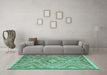 Machine Washable Southwestern Turquoise Country Area Rugs in a Living Room,, wshcon843turq