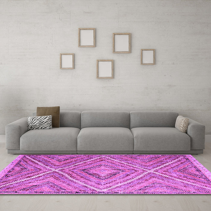 Machine Washable Southwestern Purple Country Area Rugs in a Living Room, wshcon843pur