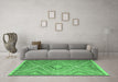 Machine Washable Southwestern Emerald Green Country Area Rugs in a Living Room,, wshcon843emgrn