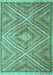 Machine Washable Southwestern Turquoise Country Area Rugs, wshcon843turq