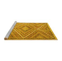 Sideview of Machine Washable Southwestern Yellow Country Rug, wshcon843yw