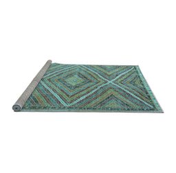 Sideview of Machine Washable Southwestern Light Blue Country Rug, wshcon843lblu