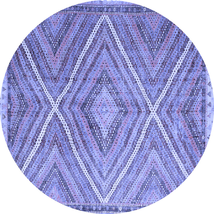 Round Machine Washable Southwestern Blue Country Rug, wshcon843blu