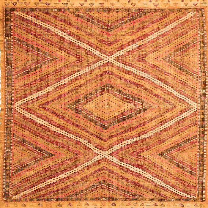 Round Machine Washable Southwestern Orange Country Area Rugs, wshcon843org