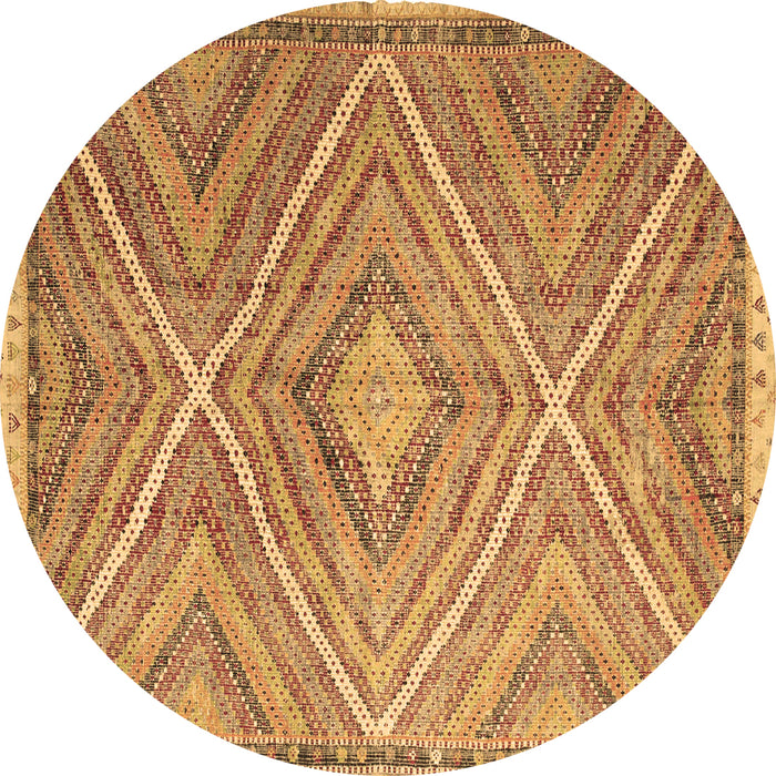 Round Machine Washable Southwestern Brown Country Rug, wshcon843brn