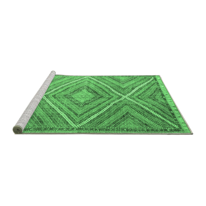 Sideview of Machine Washable Southwestern Emerald Green Country Area Rugs, wshcon843emgrn