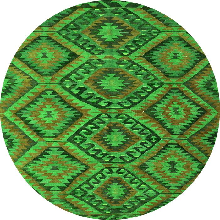Machine Washable Southwestern Green Country Area Rugs, wshcon844grn