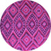 Round Machine Washable Southwestern Pink Country Rug, wshcon844pnk