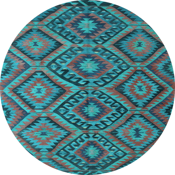 Round Southwestern Light Blue Country Rug, con844lblu