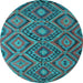 Round Southwestern Light Blue Country Rug, con844lblu