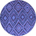 Round Southwestern Blue Country Rug, con844blu