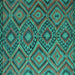 Square Machine Washable Southwestern Turquoise Country Area Rugs, wshcon844turq