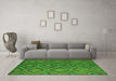 Machine Washable Southwestern Green Country Area Rugs in a Living Room,, wshcon844grn