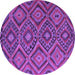 Round Southwestern Purple Country Rug, con844pur