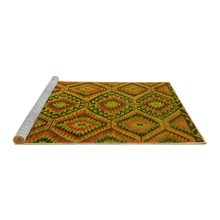 Sideview of Machine Washable Southwestern Yellow Country Rug, wshcon844yw
