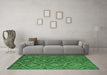 Machine Washable Southwestern Emerald Green Country Area Rugs in a Living Room,, wshcon844emgrn