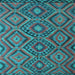 Square Machine Washable Southwestern Light Blue Country Rug, wshcon844lblu