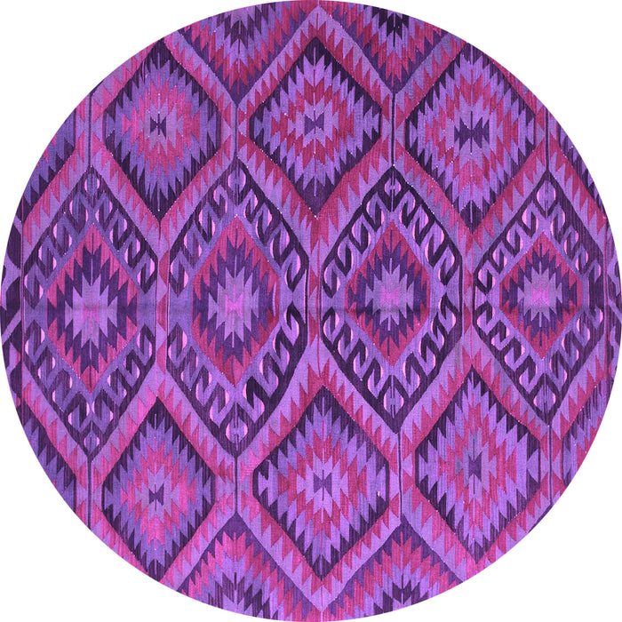 Round Machine Washable Southwestern Purple Country Area Rugs, wshcon844pur