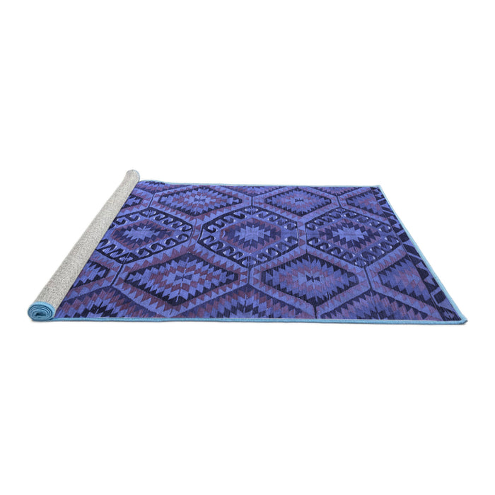 Sideview of Machine Washable Southwestern Blue Country Rug, wshcon844blu